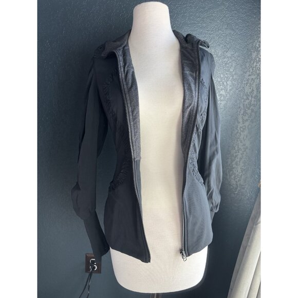 Lululemon Dance Studio Jacket Hooded Size 6 Black Gray Reversible - Picture 10 of 13
